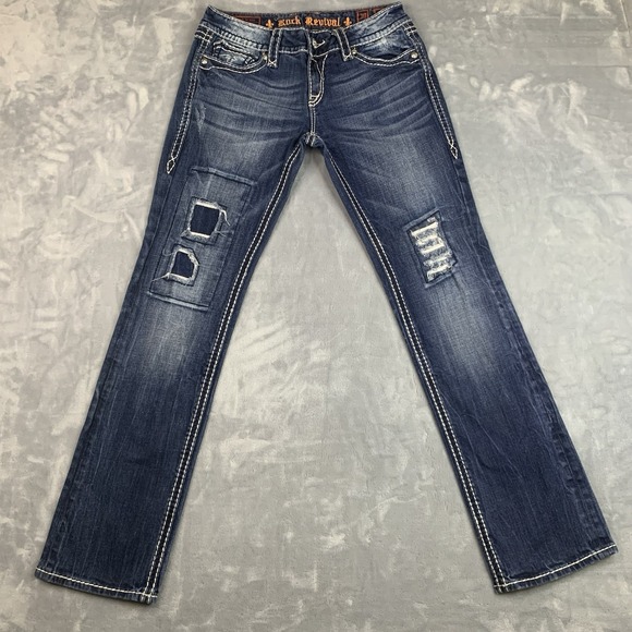 Rock Revival Denim - Rock Revival Buckle Blake Straight Jeans Womens 30 Low Rise